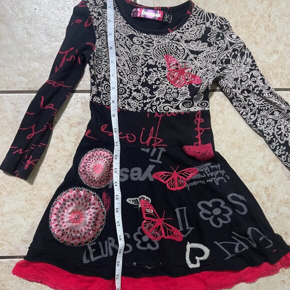 Desigual Long Sleeve Graphic Multi-colored unique Casual Party Dress Kids 3-4 - Picture 7 of 8